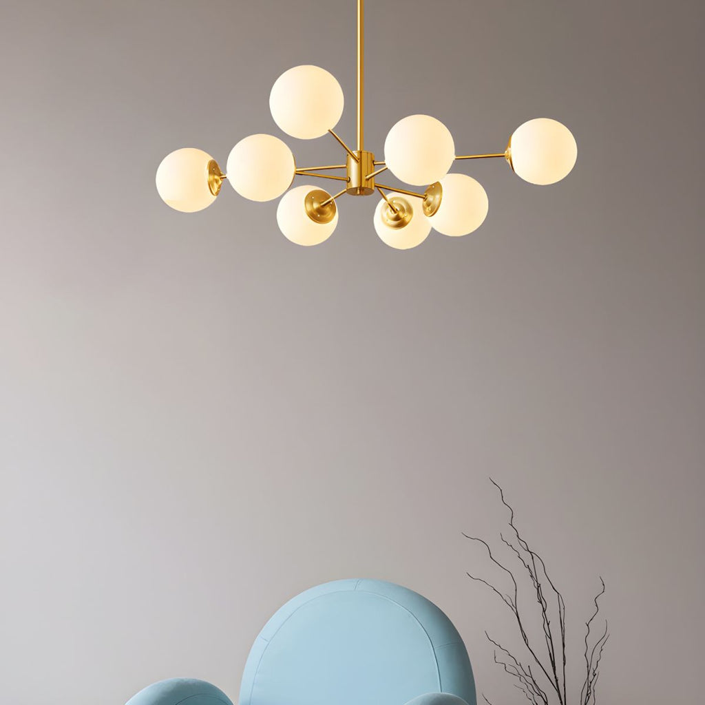 8-Light Sputnik Brass Chandelier