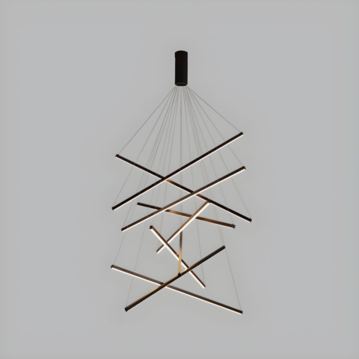Minimalist Black Stick Cascade Chandelier