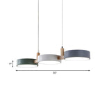 Artisan Wood Arm Three Light Cylinder Pendant