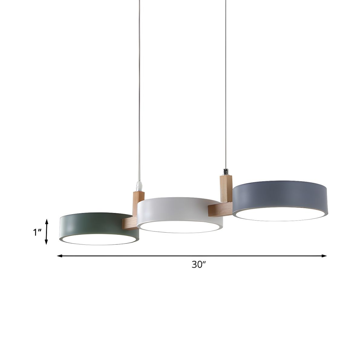 Artisan Wood Arm Three Light Cylinder Pendant