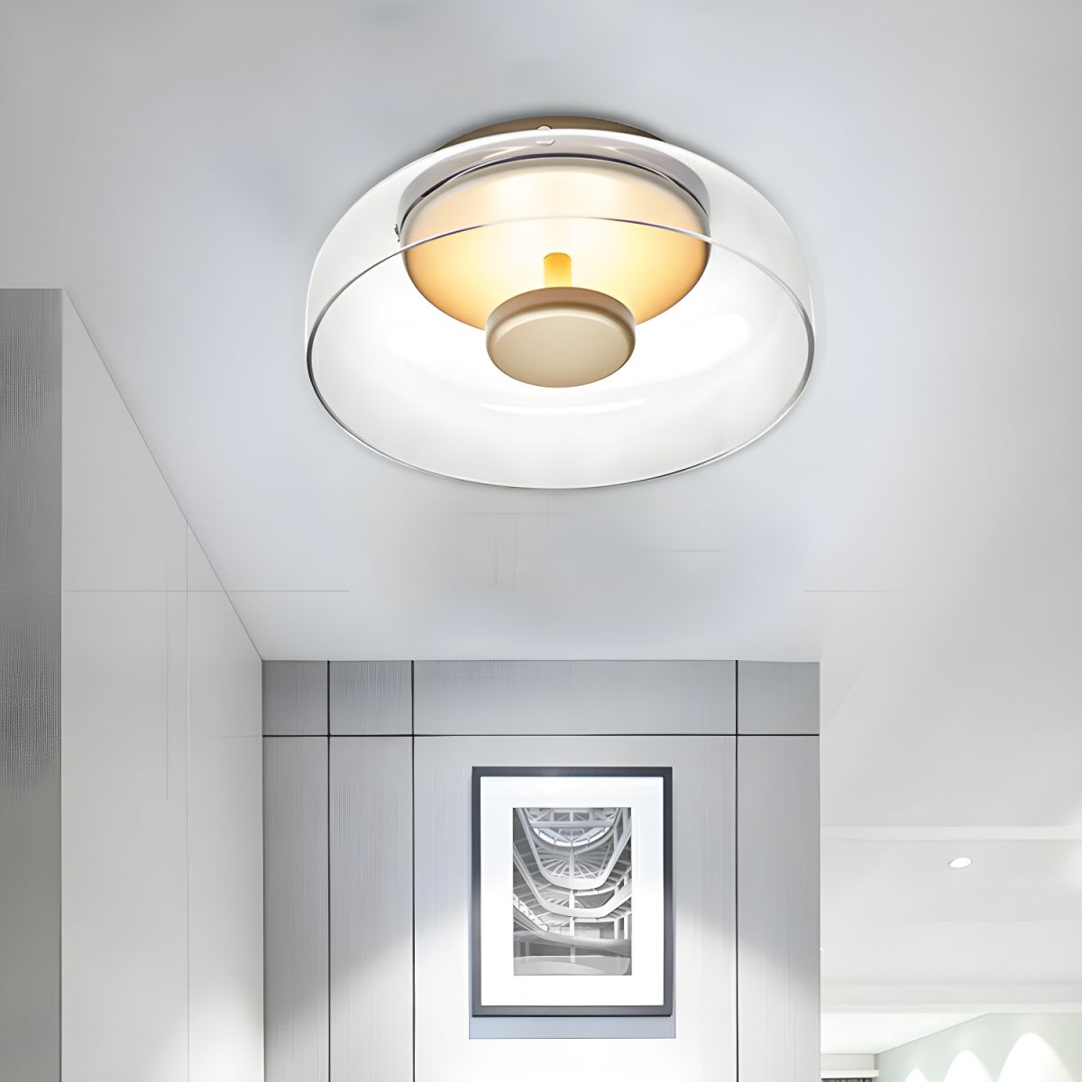 Minimalist Glass Dome Ceiling Light Sculpture