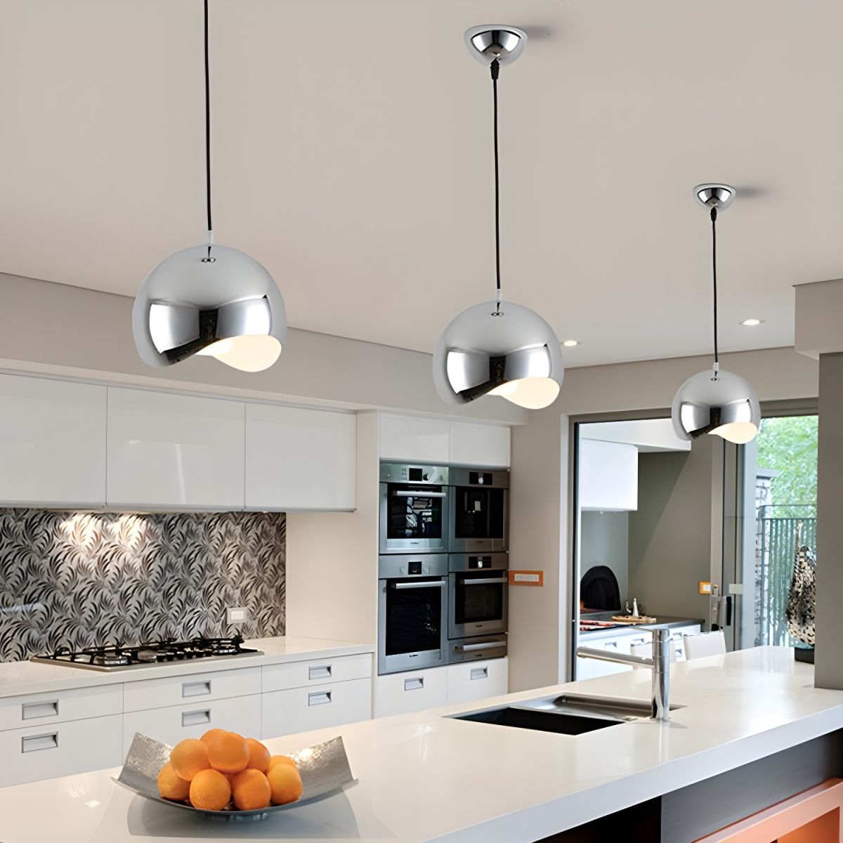 Modern Sculptural Wave Dome Metal Pendant