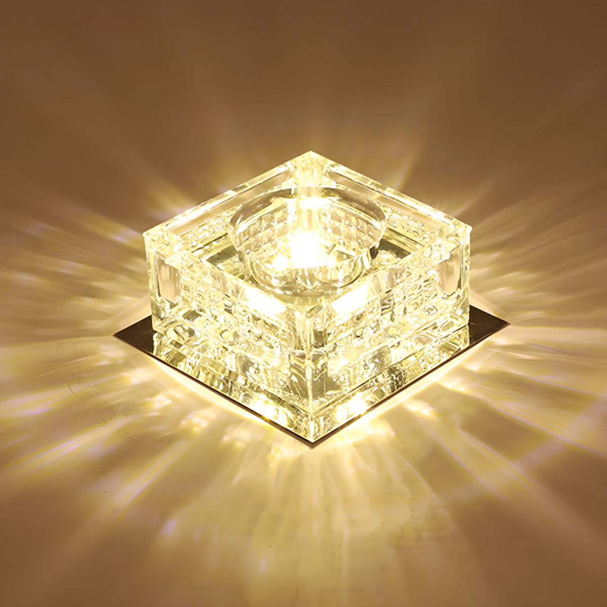 Modern Crystal Block Flush Mount