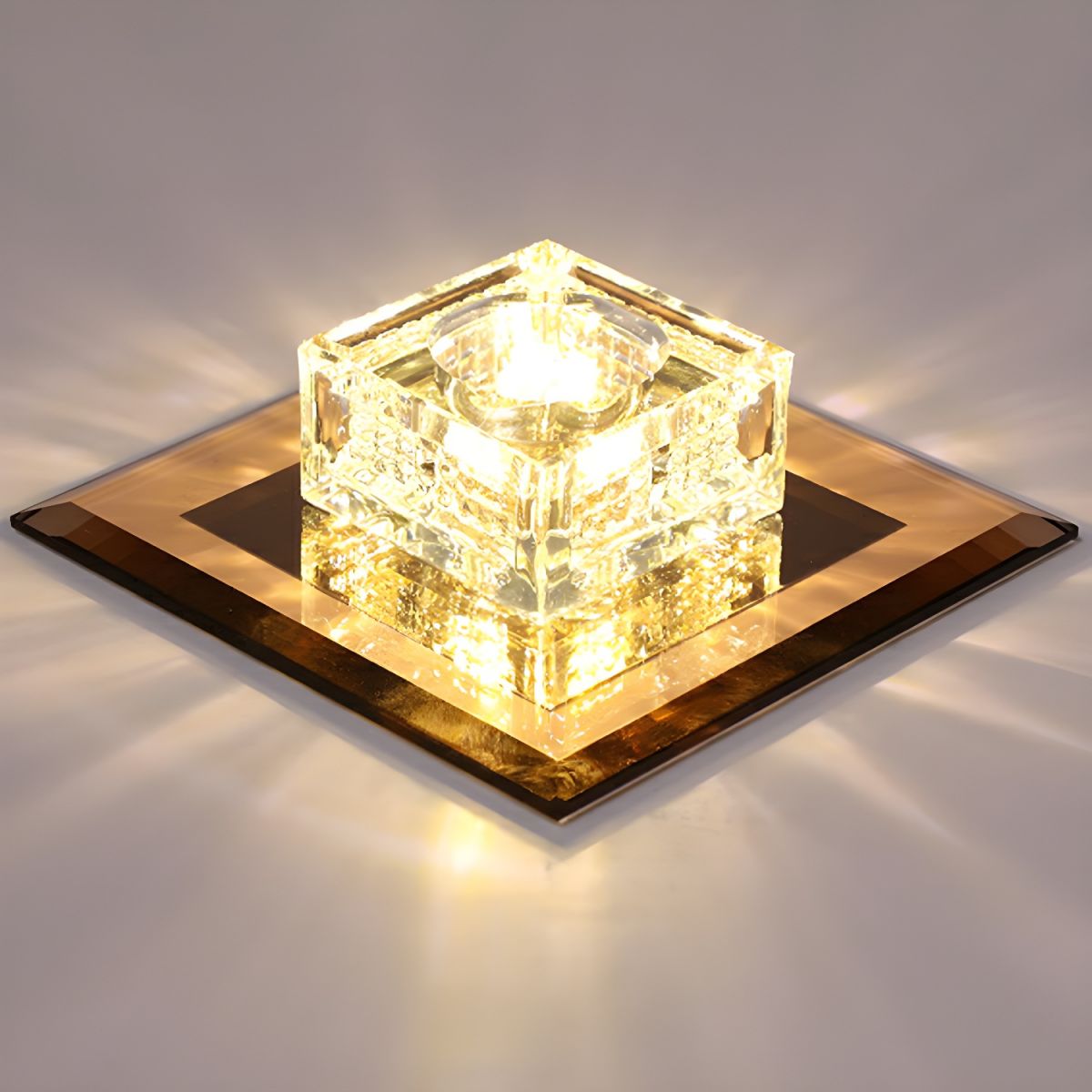 Modern Crystal Block Flush Mount
