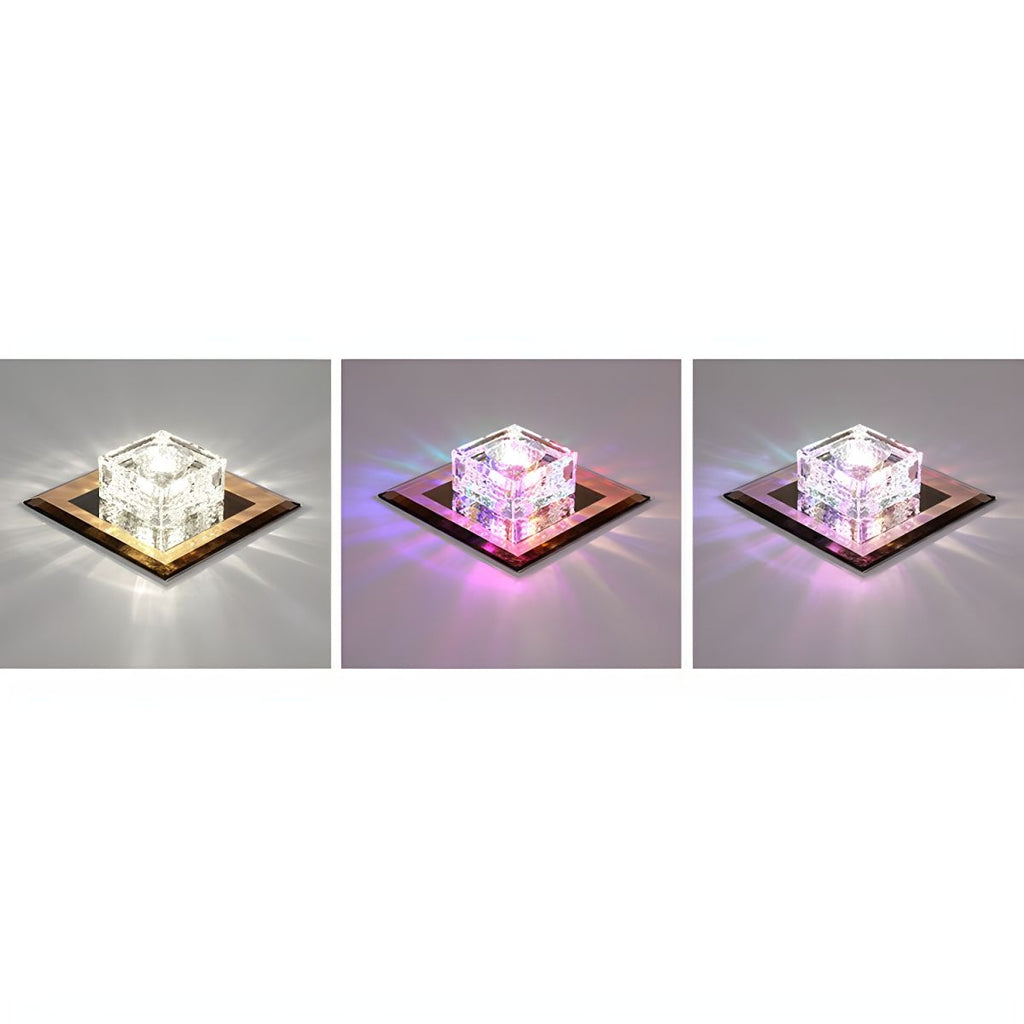 Modern Crystal Block Flush Mount