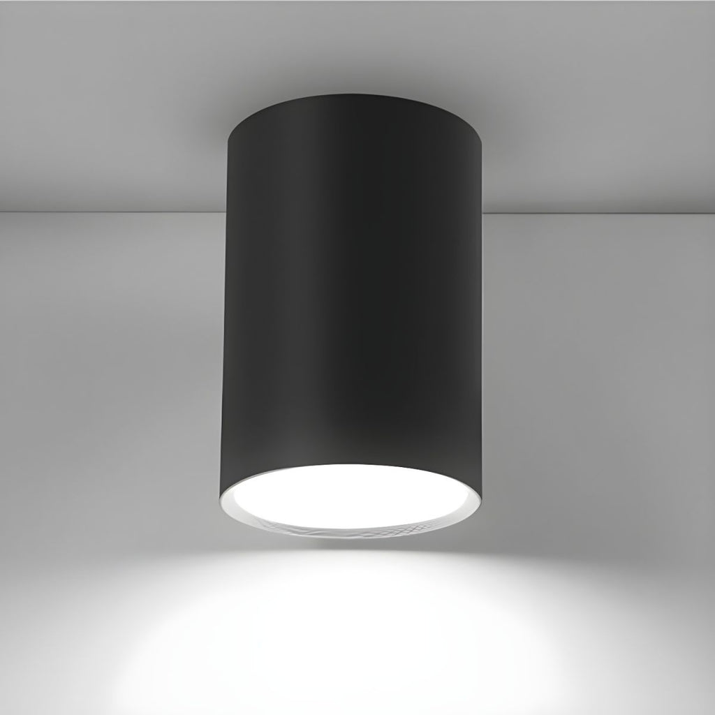 Architectural Matte Black Cylinder Flush Mount