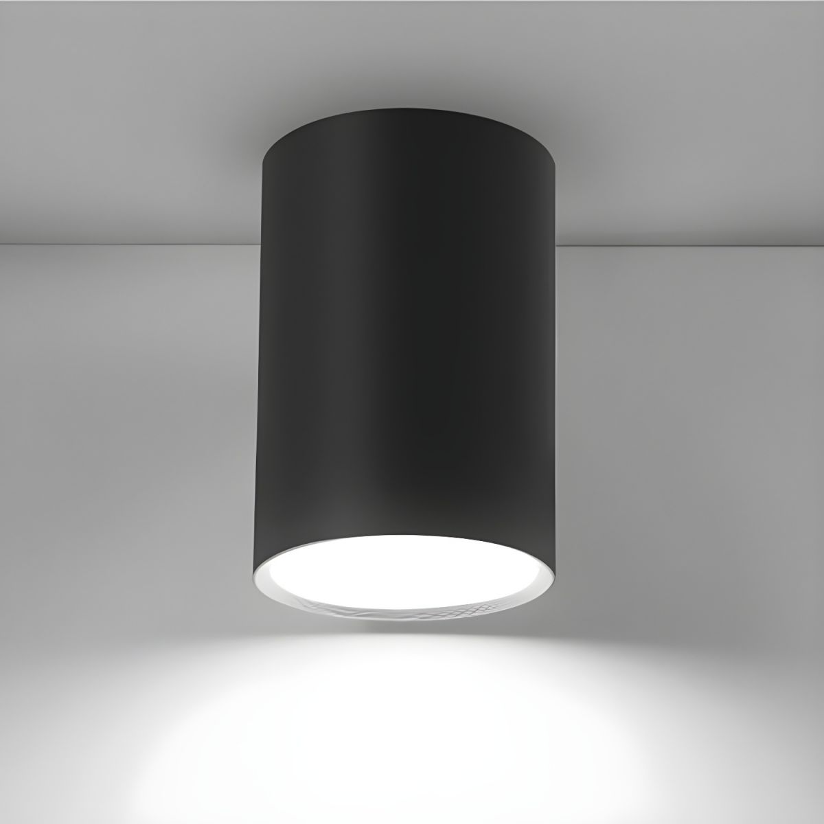 Architectural Matte Black Cylinder Flush Mount