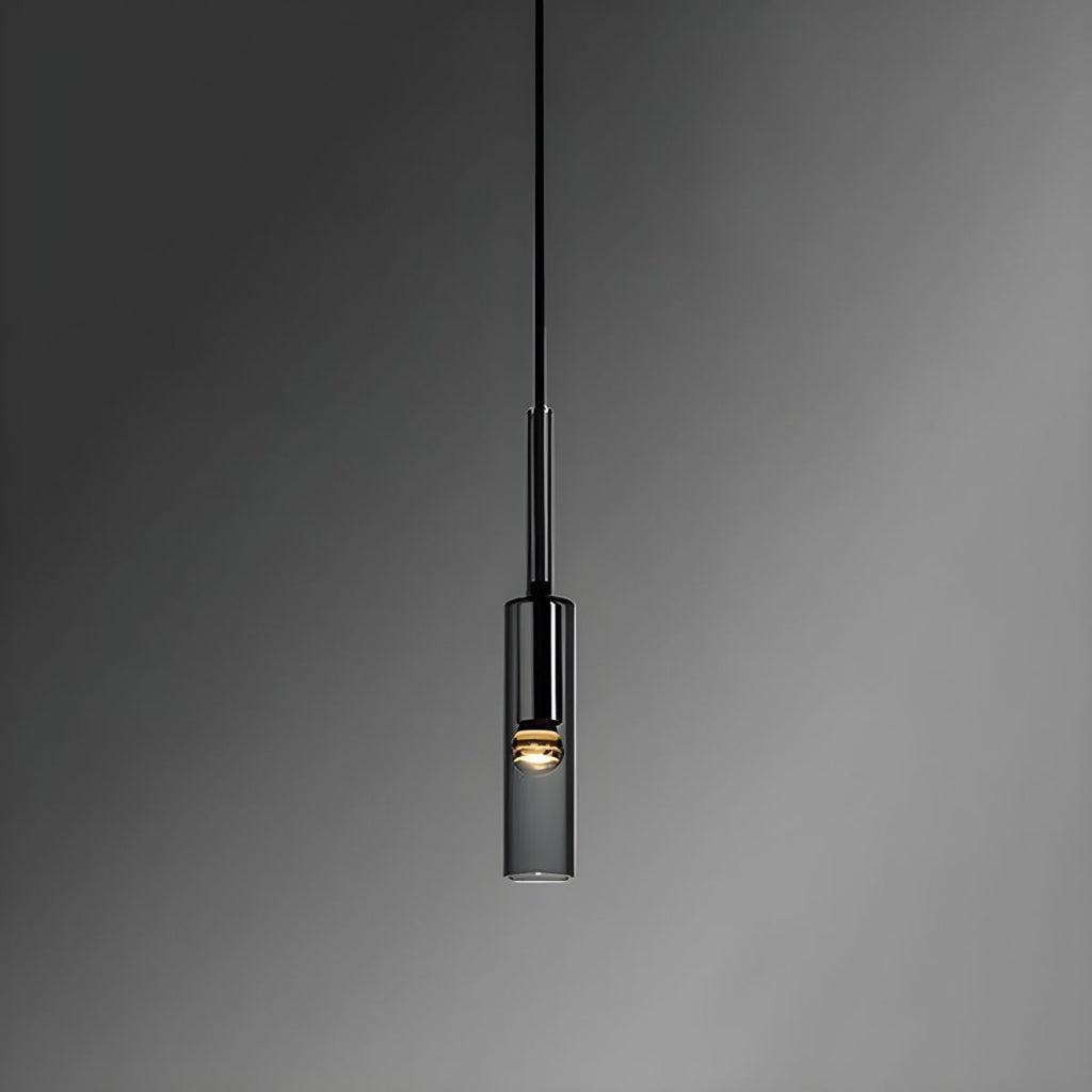 Modernist Smoke Glass Cylinder Pendant