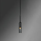Modernist Smoke Glass Cylinder Pendant