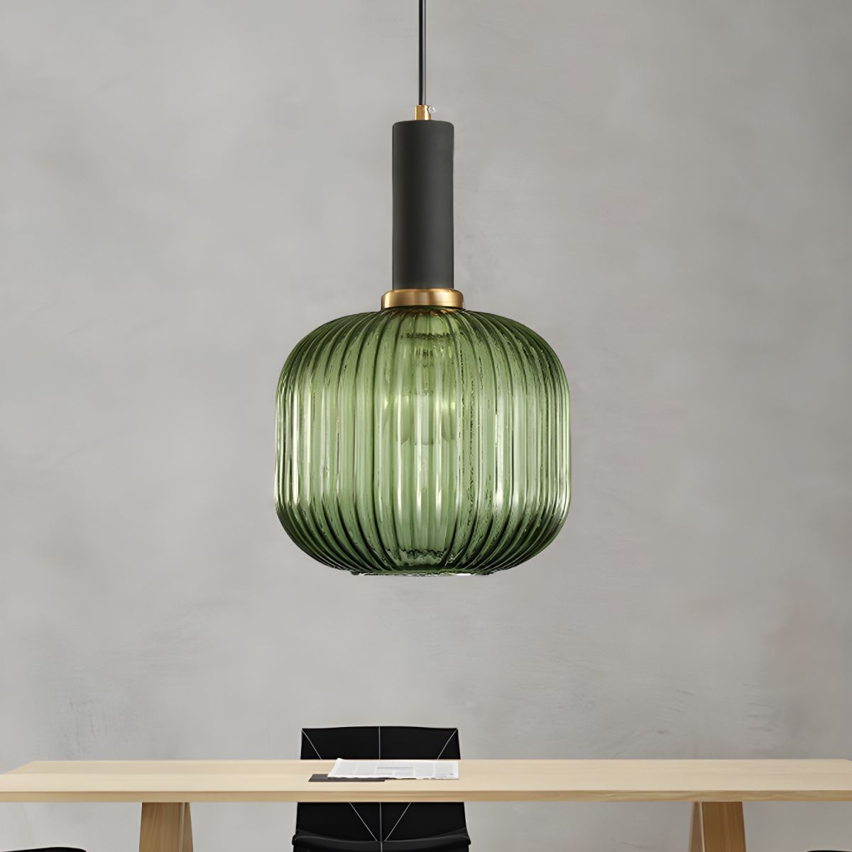 Sculpted Ribbed Glass Pendant Light