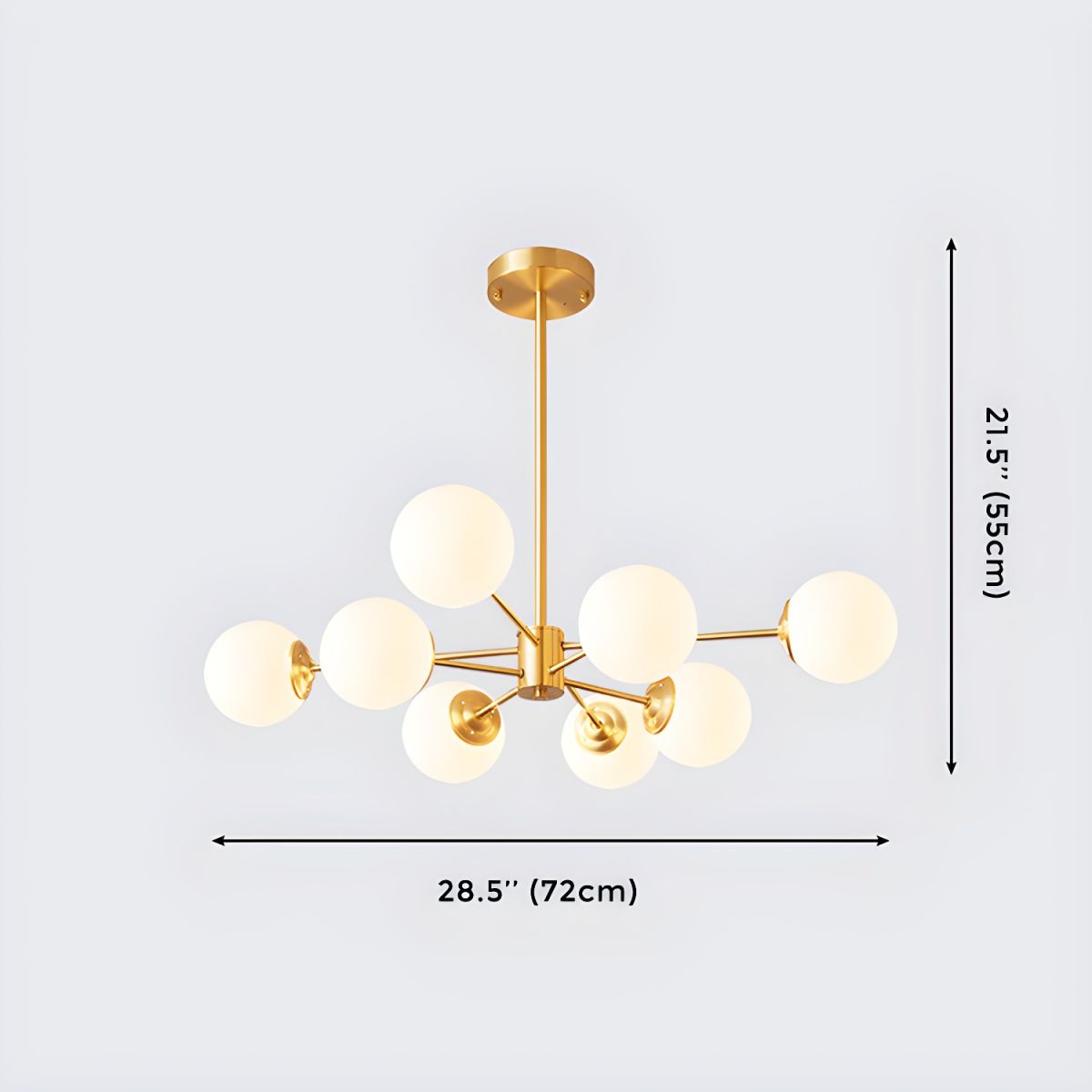 8-Light Sputnik Brass Chandelier