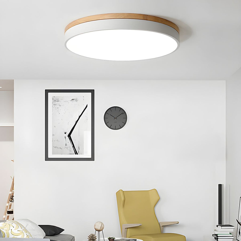 Nordic Wooden Round Flush Mount Ceiling Light