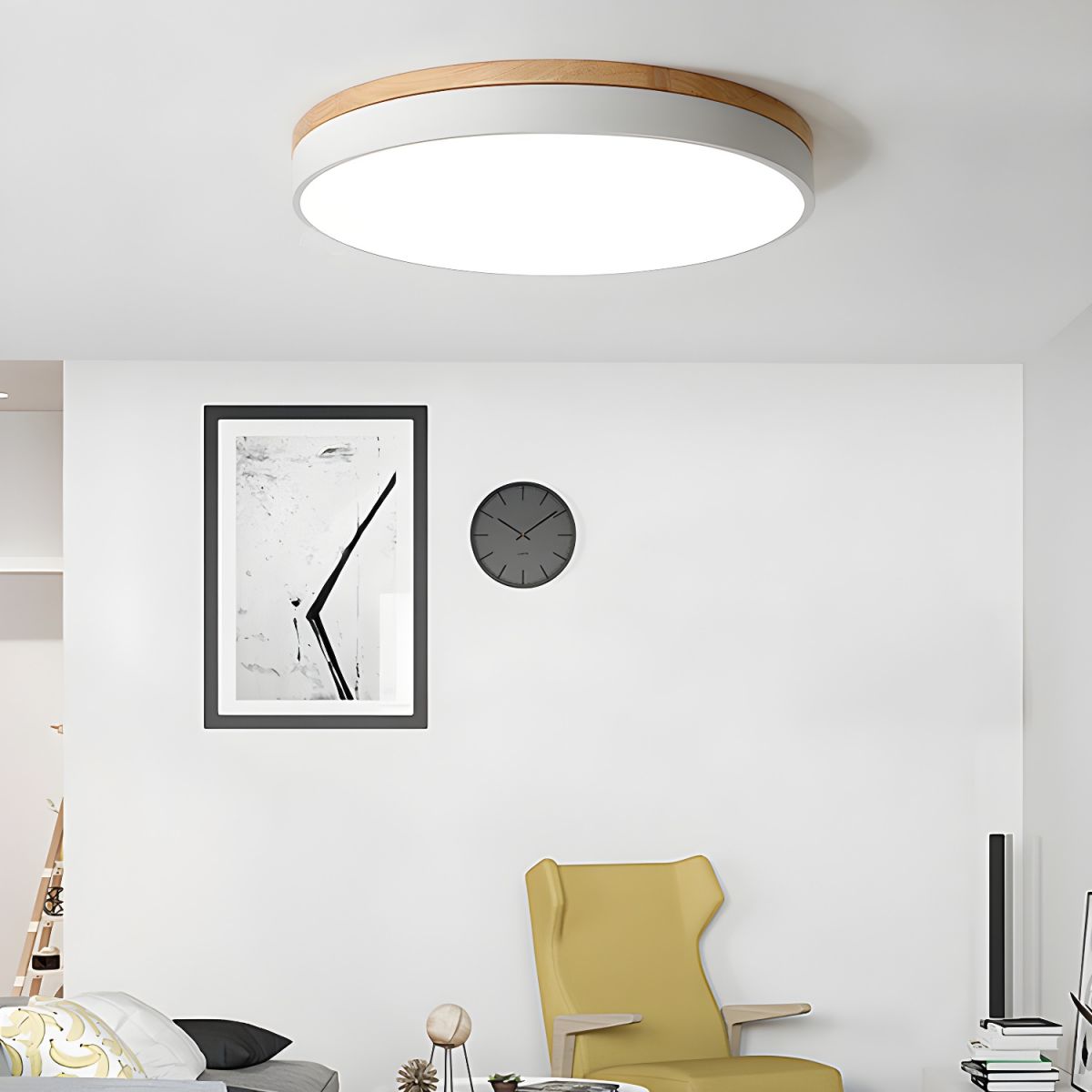 Nordic Wooden Round Flush Mount Ceiling Light