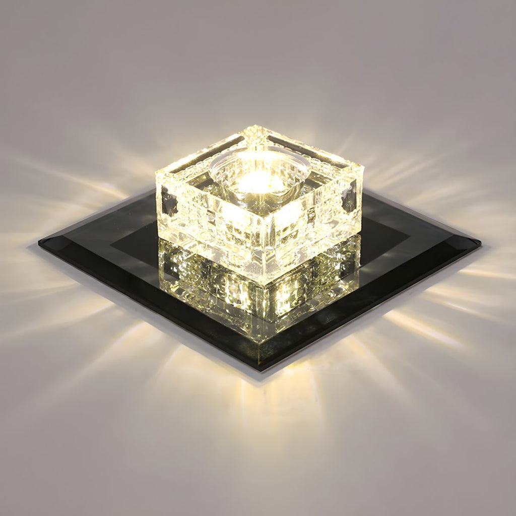 Modern Crystal Block Flush Mount