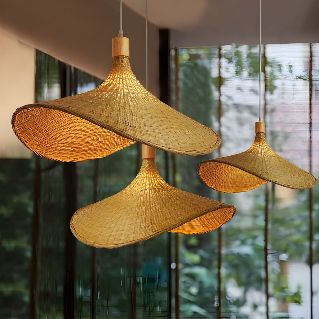 Asia Style Beige Bamboo Pendant Light