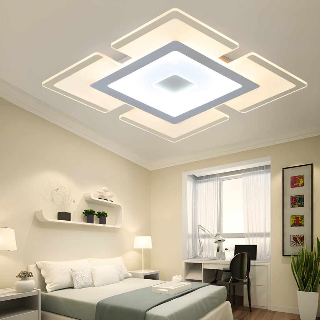 Modern Rectilinear Acrylic Flush Mount