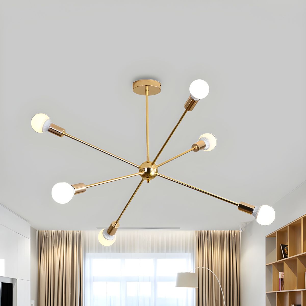 Sculpted Gold Metal Chandelier