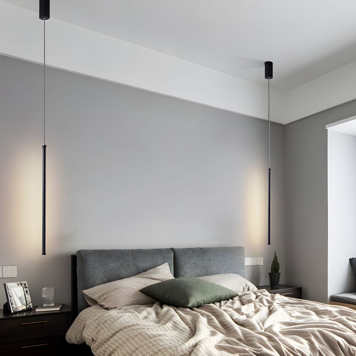 Tubular Black Cylinder Hanging Light