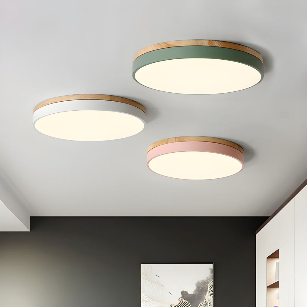 Nordic Wooden Round Flush Mount Ceiling Light