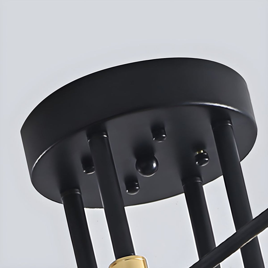 Black and Gold Sputnik Semi-Flush Mount
