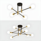 Black and Gold Sputnik Semi-Flush Mount