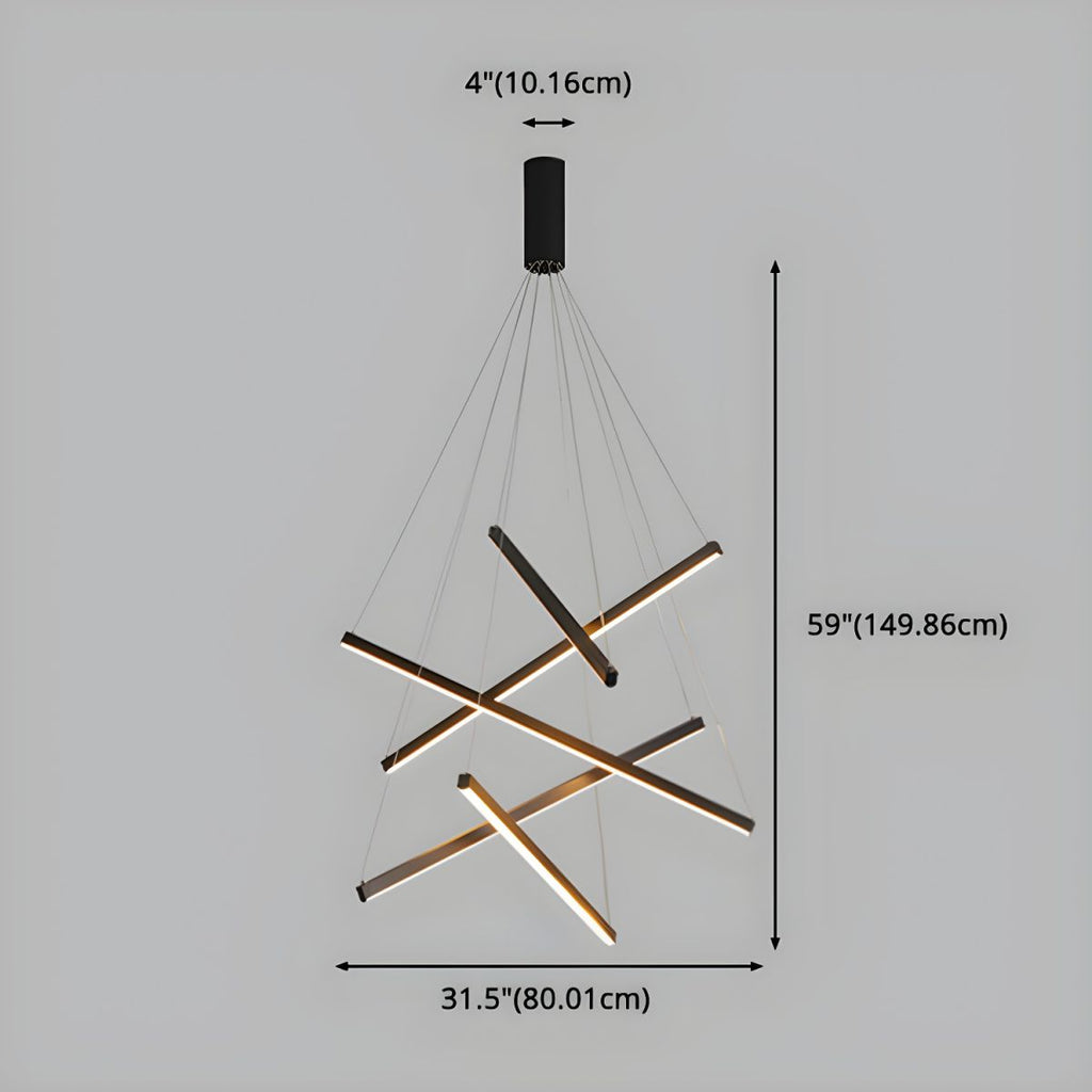 Minimalist Black Stick Cascade Chandelier