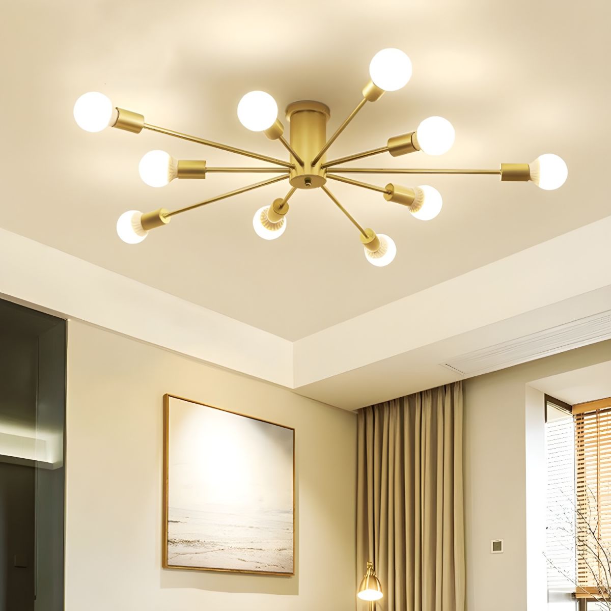 Minimalist Sputnik Halo Semi-Flush Ceiling Light