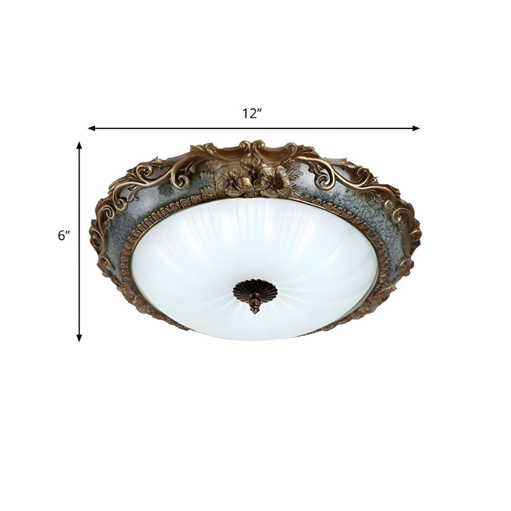 Rustic Brass Flush Mount Ceiling Light