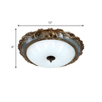 Rustic Brass Flush Mount Ceiling Light
