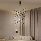 Minimalist Black Stick Cascade Chandelier