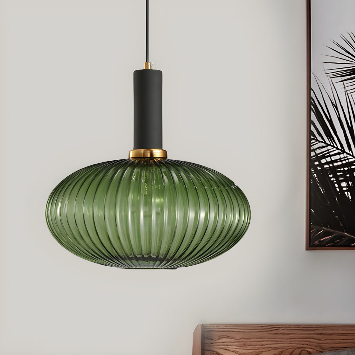 Sculpted Ribbed Glass Pendant Light