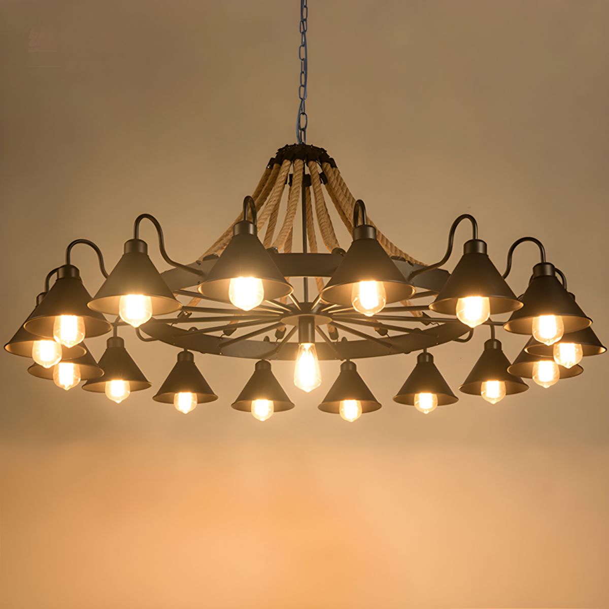 Wagon Wheel Cone Chandelier Light