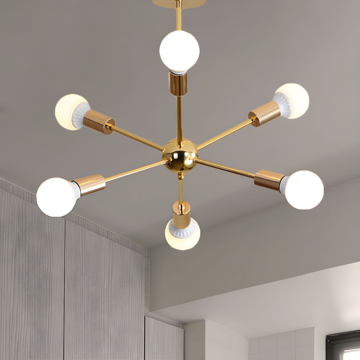 Sculpted Gold Metal Chandelier