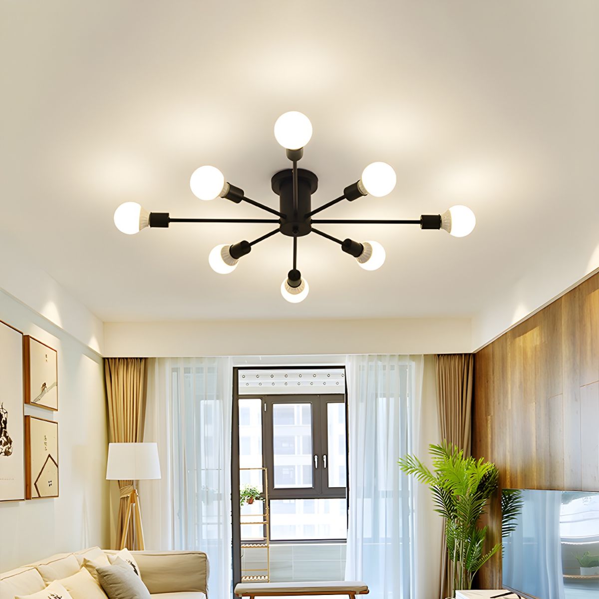 Minimalist Sputnik Halo Semi-Flush Ceiling Light