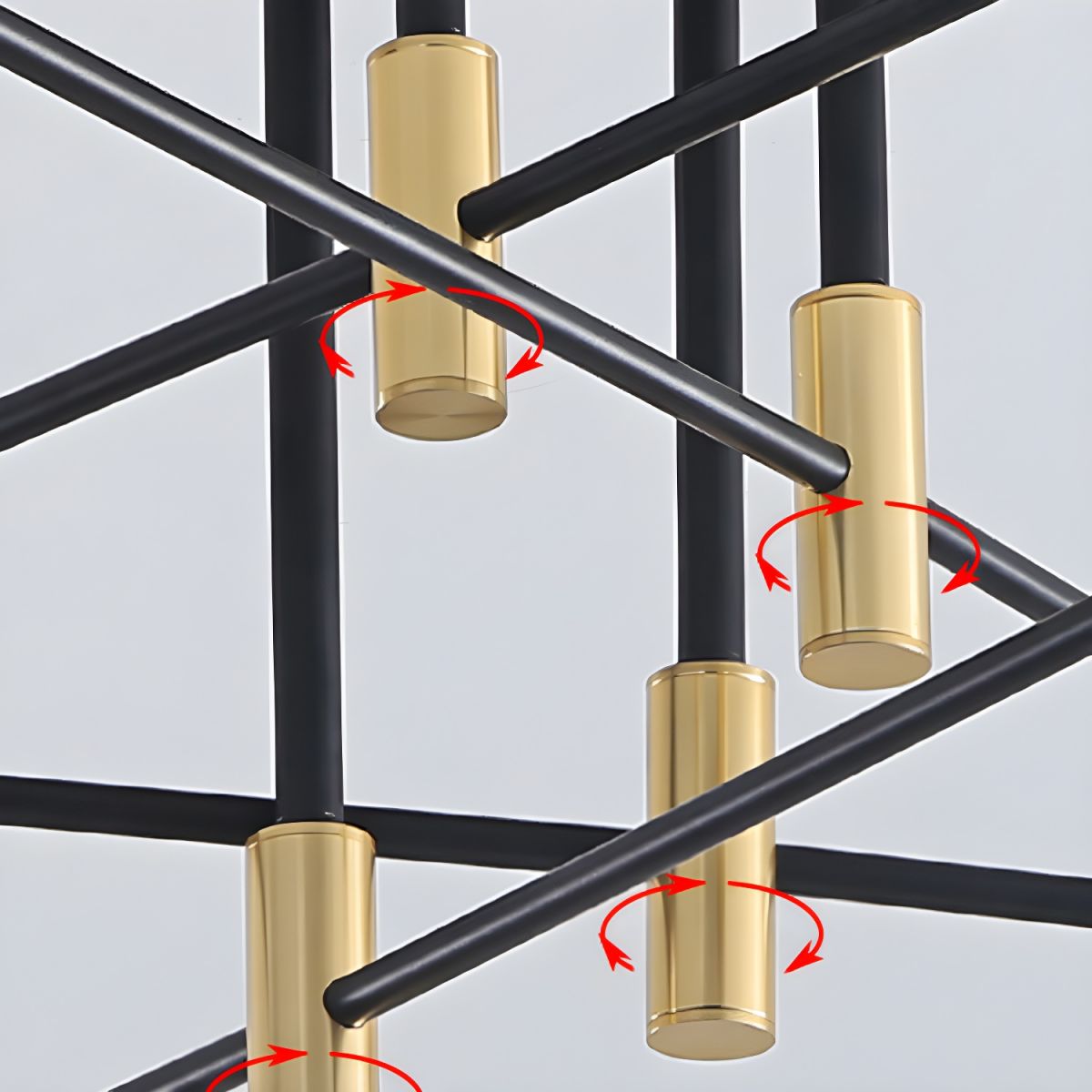 Black and Gold Sputnik Semi-Flush Mount
