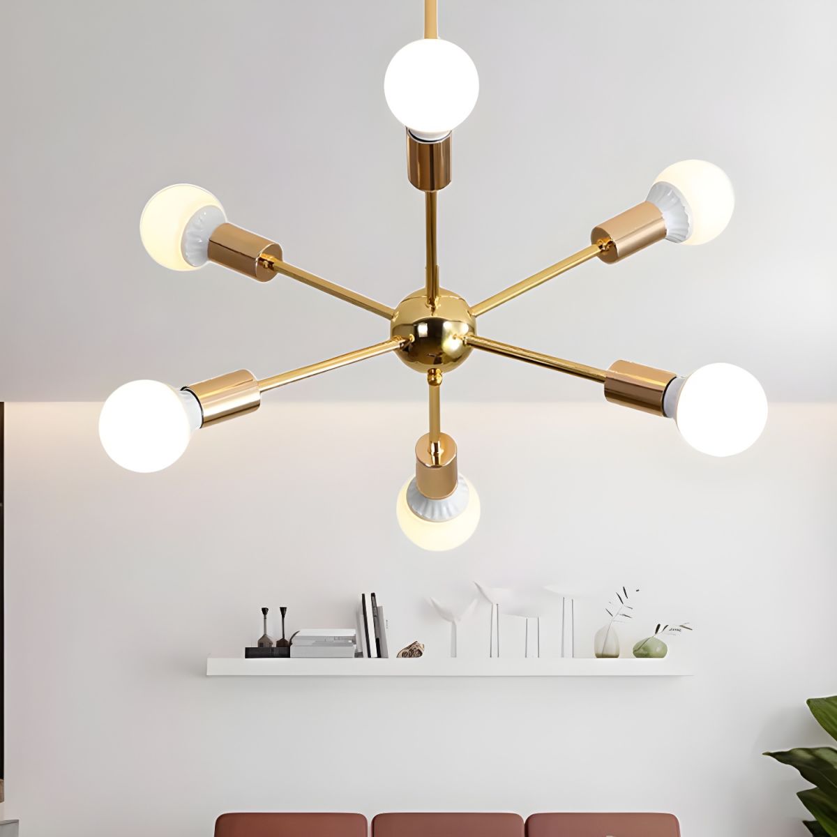 Sculpted Gold Metal Chandelier