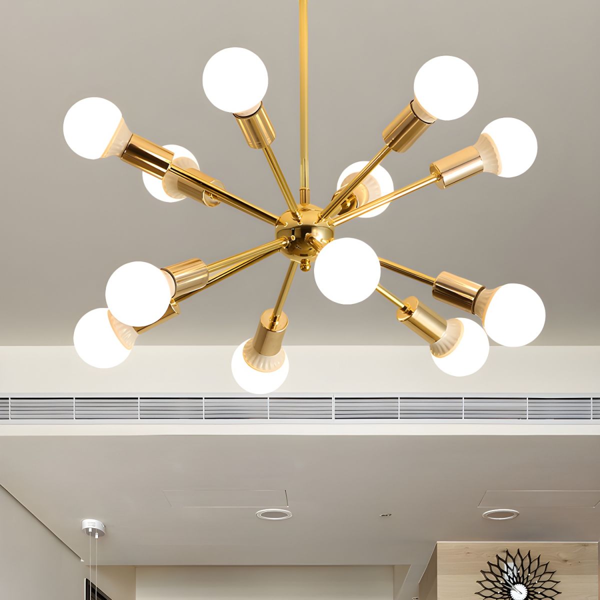 Sculpted Gold Metal Chandelier
