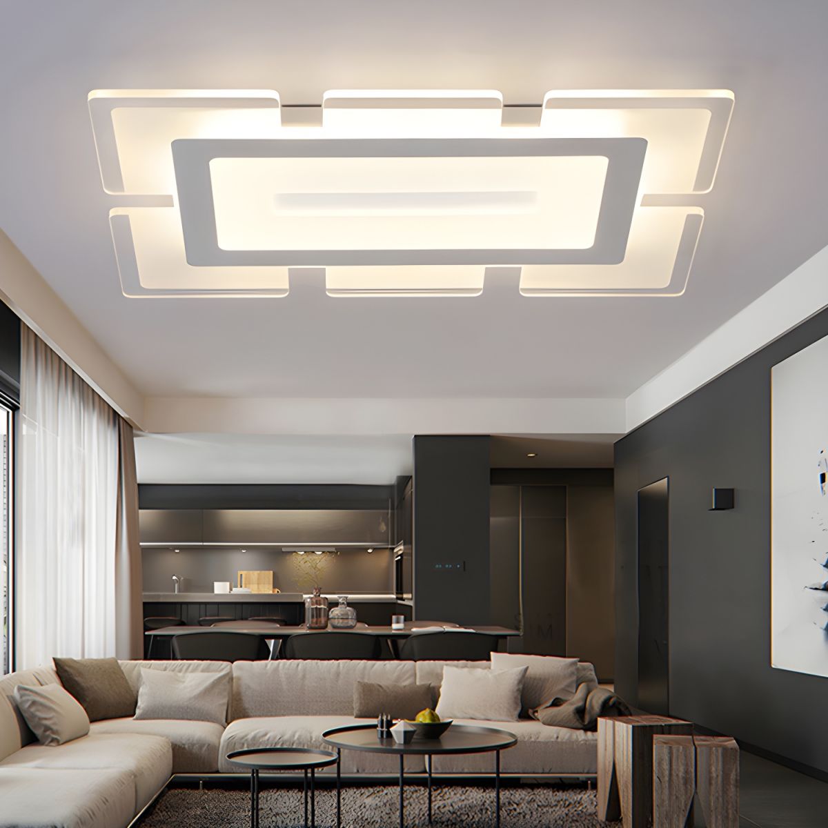 Modern Rectilinear Acrylic Flush Mount