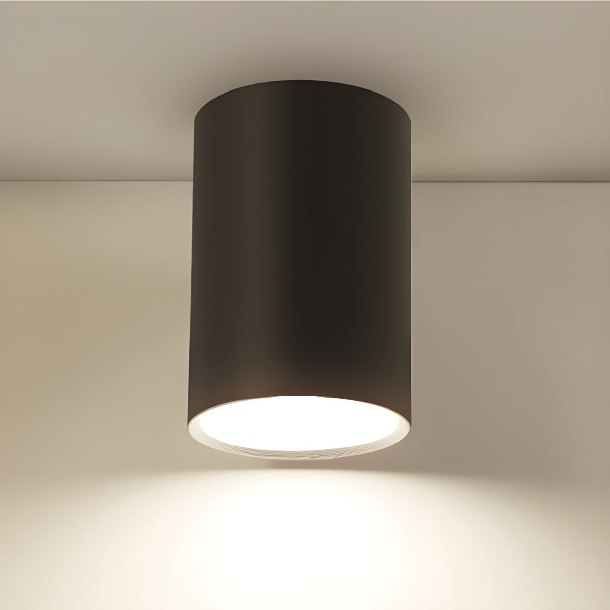 Architectural Matte Black Cylinder Flush Mount