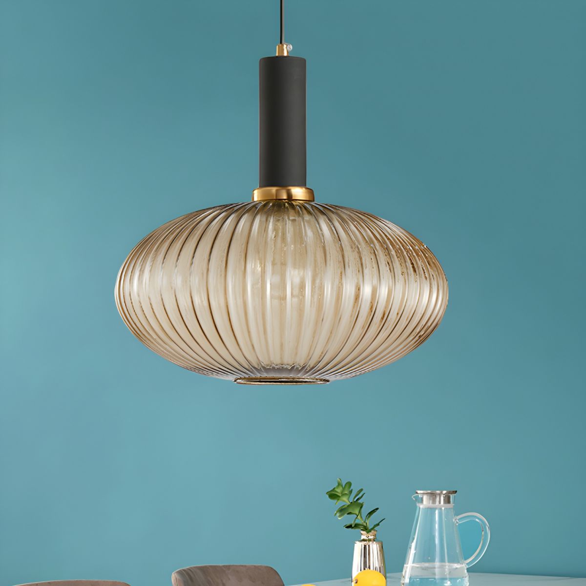Sculpted Ribbed Glass Pendant Light