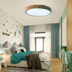 Nordic Wood Accent Halo Flush Mount Light