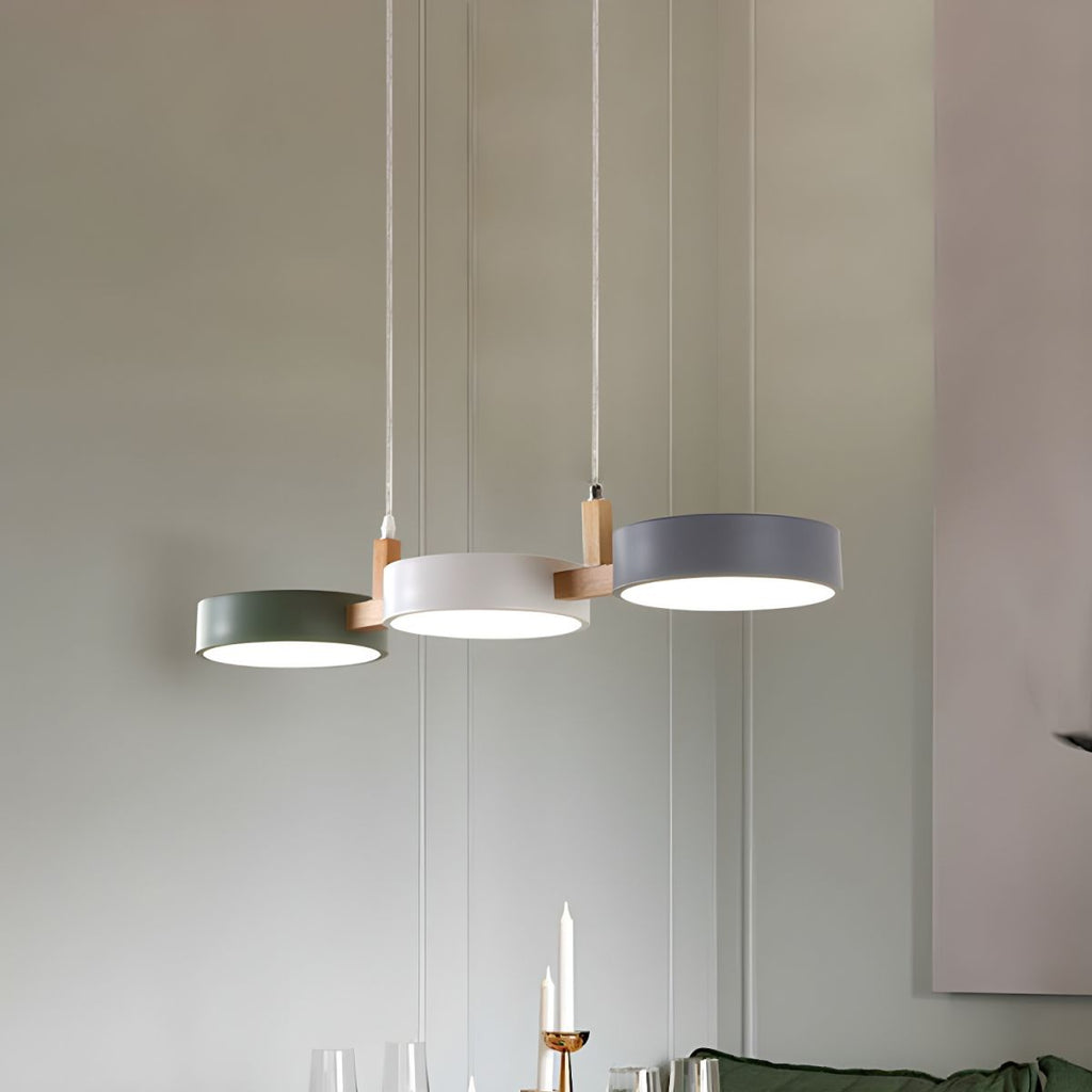Artisan Wood Arm Three Light Cylinder Pendant