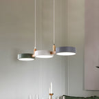 Artisan Wood Arm Three Light Cylinder Pendant