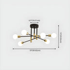 Black and Gold Sputnik Semi-Flush Mount