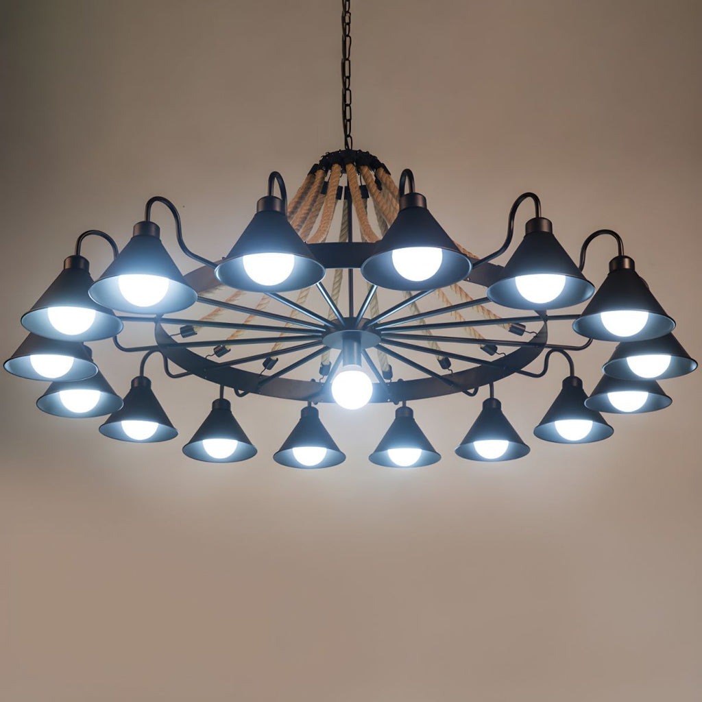 Wagon Wheel Cone Chandelier Light