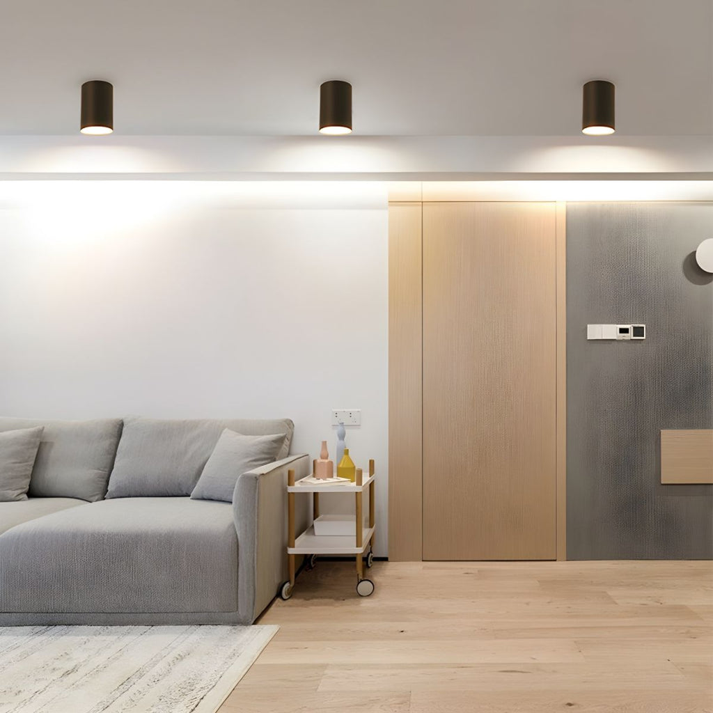 Architectural Matte Black Cylinder Flush Mount
