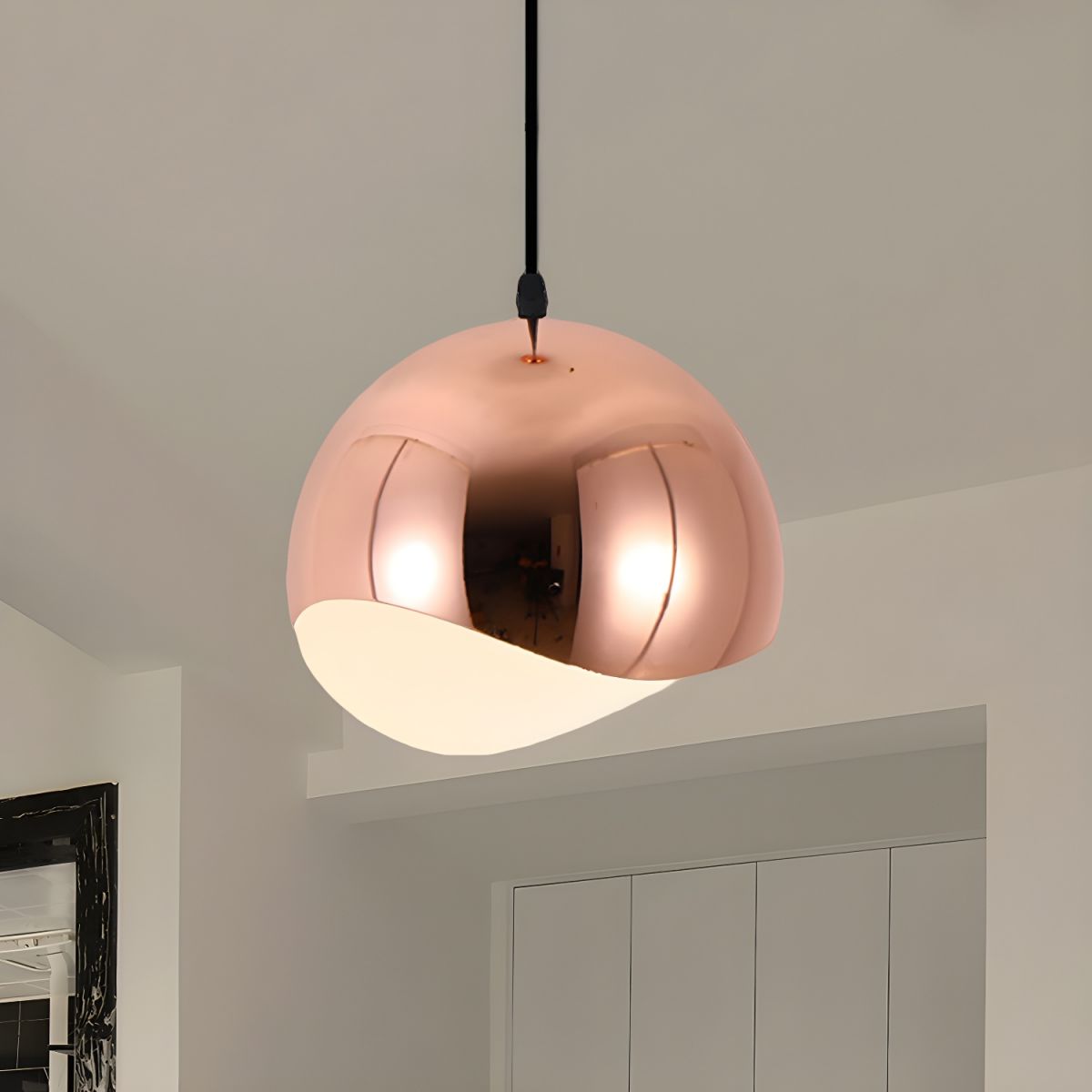 Modern Sculptural Wave Dome Metal Pendant