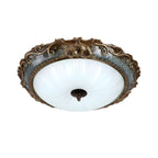 Rustic Brass Flush Mount Ceiling Light
