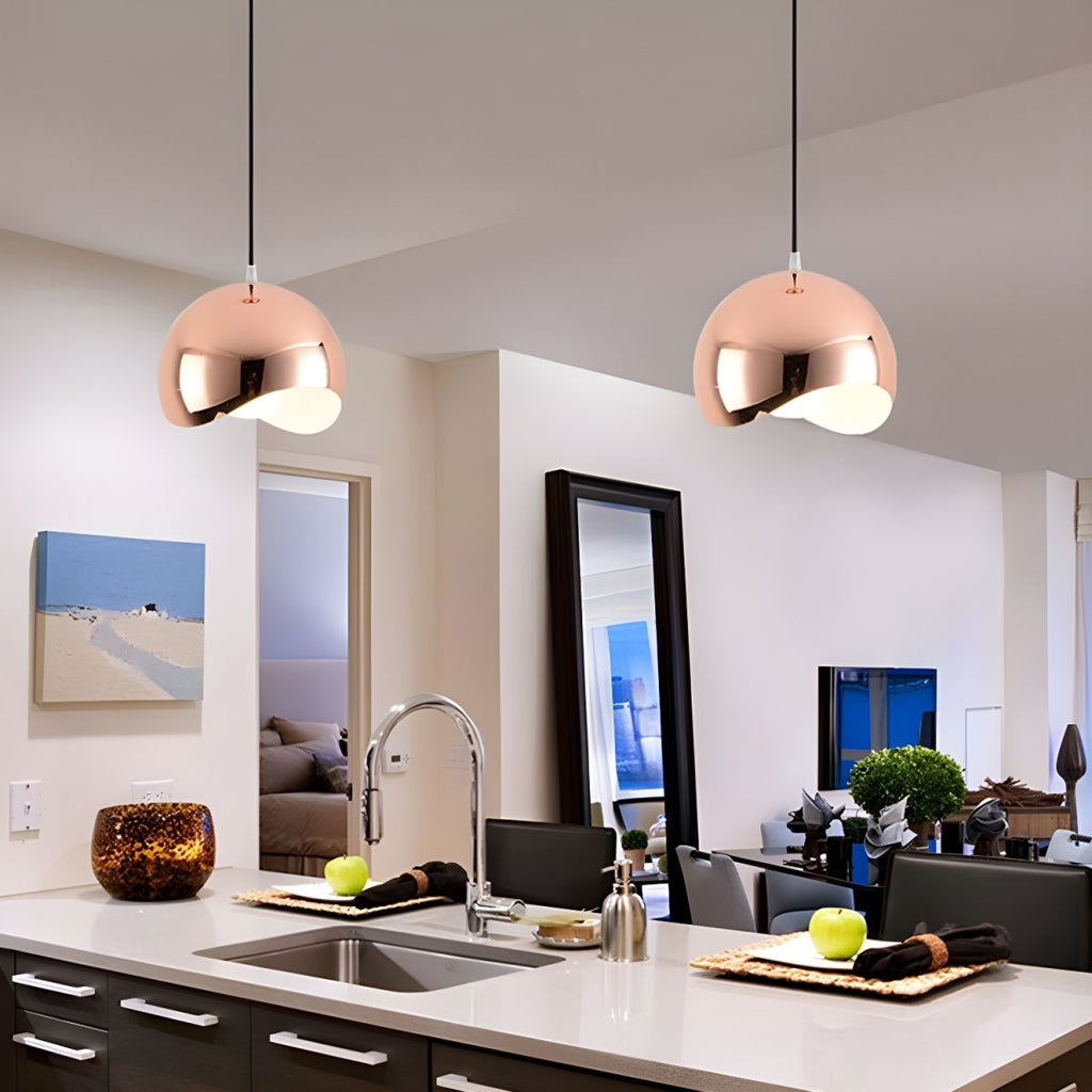 Modern Sculptural Wave Dome Metal Pendant