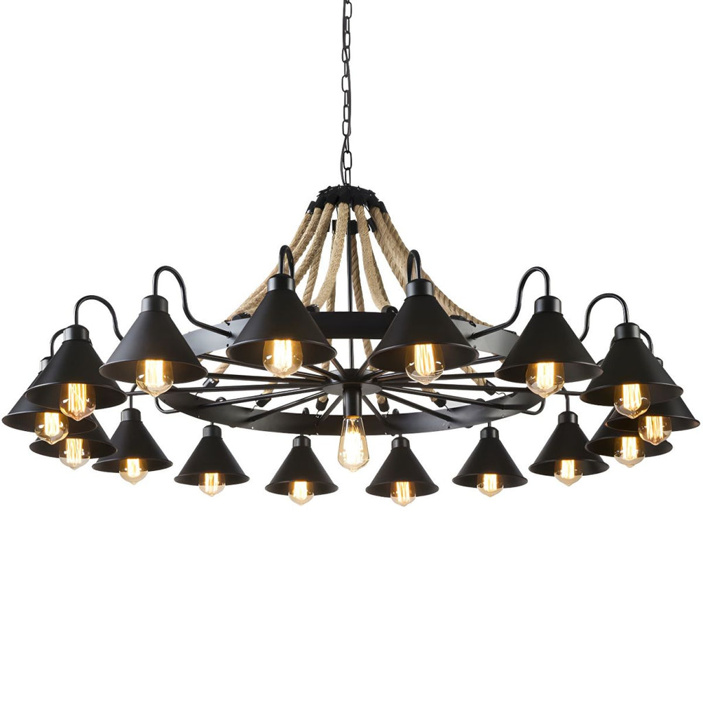 Wagon Wheel Cone Chandelier Light